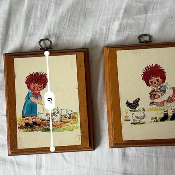 1977 Raggedy Ann & Andy Wooden Wall Plaques Bobbs-Merrill Set Americana Classic - Picture 9 of 13